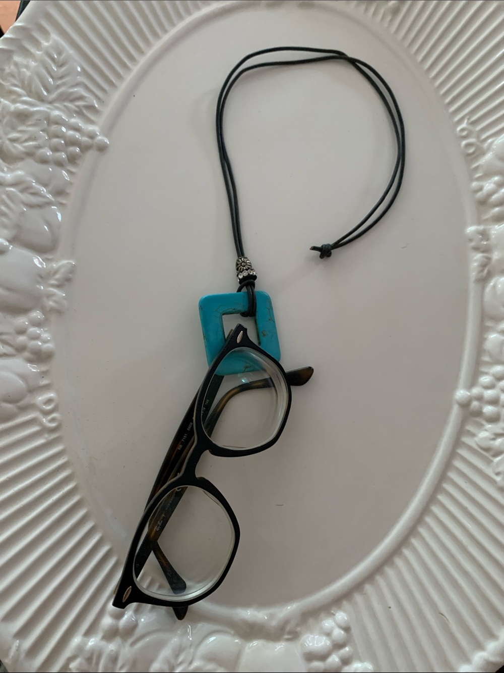 Glasses Necklace Holder Pendant with Turquoise Accent
